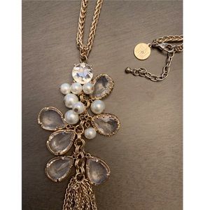 White House Black Market Jewelry - WHBM Pearl & Crystal Gold Tone Necklace White House Black Market Jewelry - WHBM Pearl & Crystal Gold Tone Necklace